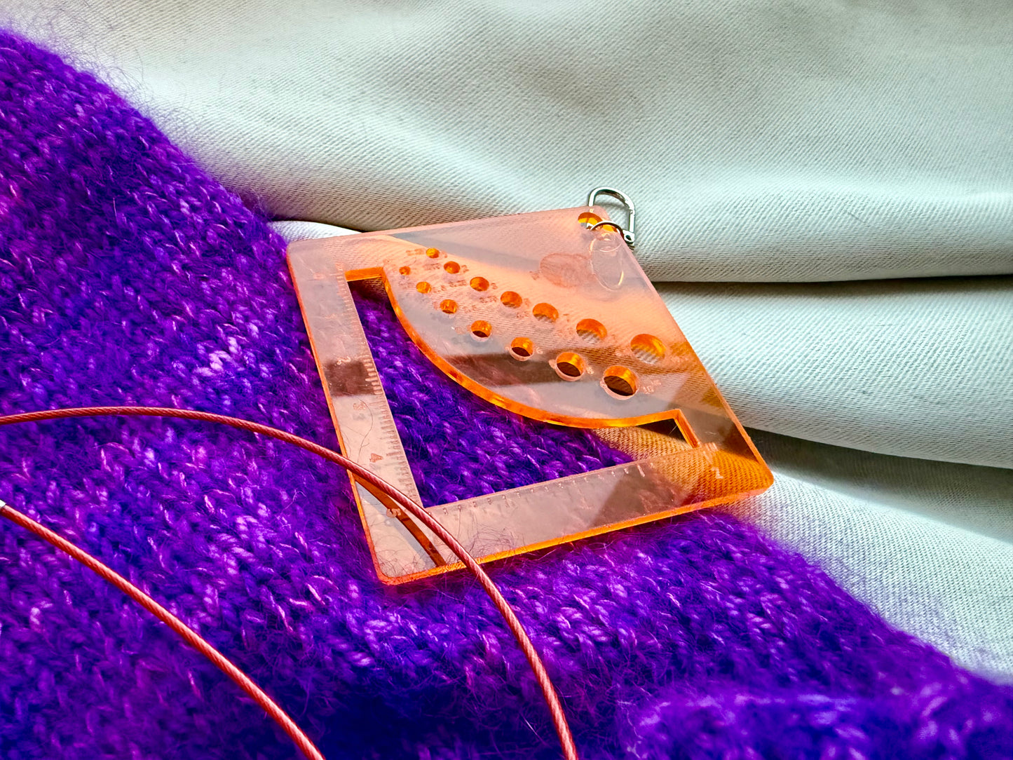 Orange Acrylic Knitting Needle Gauge