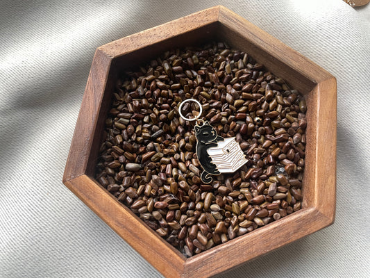 Cat With Books Stitch Marker