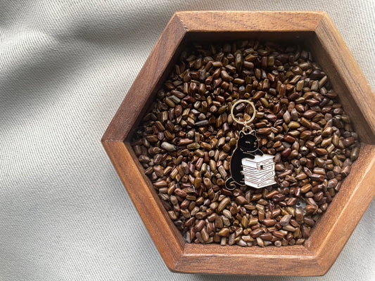 Cat With Books Stitch Marker