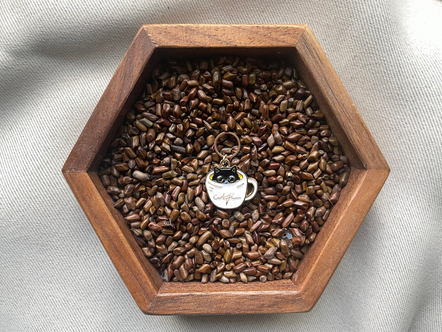 Cat in a Cup Stitch Marker